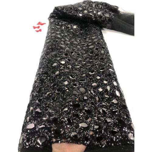 Popular embroidered tulle lace fabric french lace fabric J-988814 with sequins