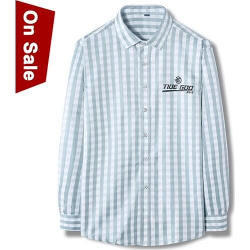 Casual Shirts Men Long Sleeve Spring Summer Plaid Mens Shirts Boy Male Free Iron Slim Fit Size M-3XL Grey Pink Blue Green #818