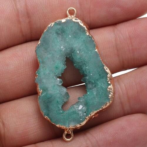 Fine Natural Stone Pendants Irregular Shape Double hole Connector for Women Jewelry Making DIY Necklace Bracelet