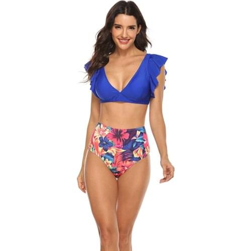 Swimsuit 2020 Separate 2 Piece Floral Print Bikini High Waist Sexy and Fashion for Women 2020