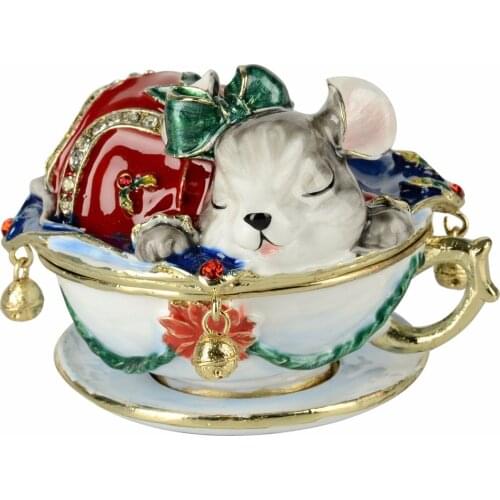 Vintage decoration box mouse animal jewerly trinket box ring box jewelry case gift box birthday Christmas gifts