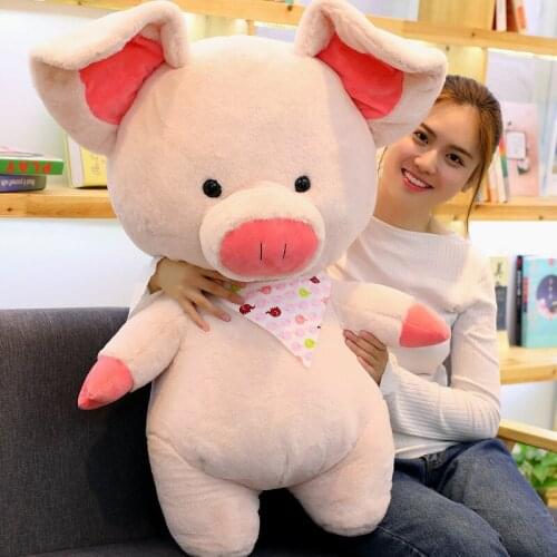 Cute pink pig eating watermelon pig pig plush doll piggy doll rag doll children toys