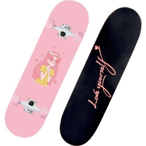 2021 New Pink Series Hot 80*21CM Skateboard Double Vertical Four Wheel Skateboard Skateboard Bamboo Enny Board Long Board Deck
