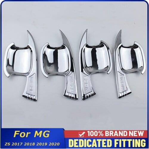 Car Styling For MG ZS 2017 2018 2019 2020 ABS Chrome Side Door Handle Cover + Door Cup Bowl Cover Frame External Decorations