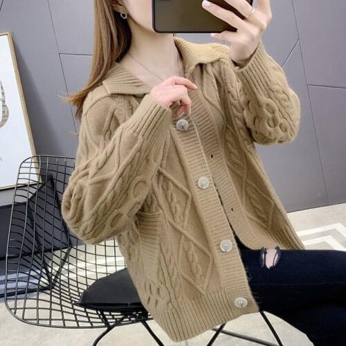 Retro twist striped sweater Western style short knitted cardigan jacket 2021 new female autumn and winter wear Ladies casual top