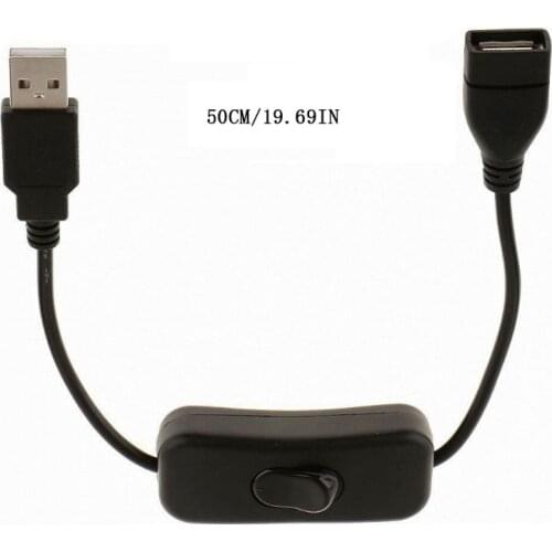 50cm USB 2.0 A Male to A Female Extension Cable With Switch ON OFF Cable for PC USB LED fan Charger