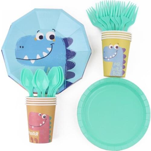 Birthday Party Decorations Kids Supplies Disposable Tissues Plates Balloons Dinosaurs Party Decorations Decagon Paper Plates