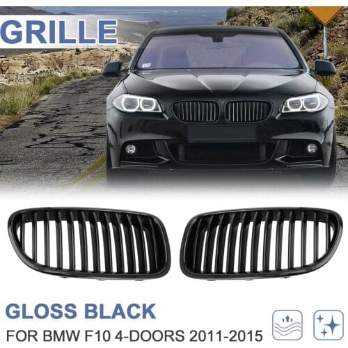 UXCELL 2PCS Gloss Black Front Hood Kidney Grille Grill For BMW F10 F18 528i 535i 550i 535i 4 Doors 2011 To 2016