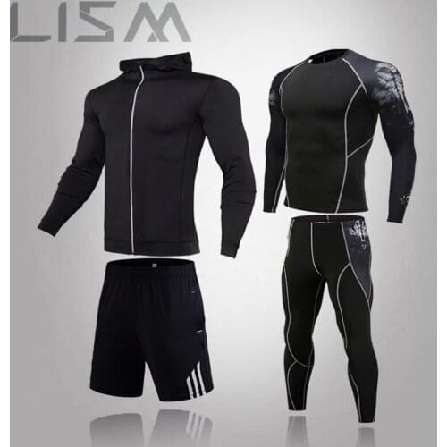 High-Quality Compression Mens Sportswear Quick-Drying Running Suits Sports Jogging Training Gym Fitness Track Suits Running
