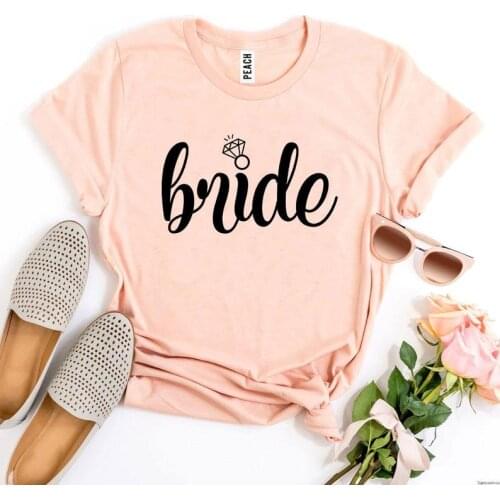 Bride Bridal Shower Gift Wedding Party Shirt Fashion Letter Graphic Short Sleeve Top Tee Harajuku Cotton Women Tshirts O Neck