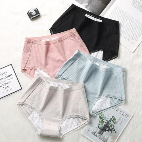 Leak Proof Menstrual Panties Physiological Pants Women Underwear Period Cotton Lace Waterproof Briefs Plus Size Female Lingerie
