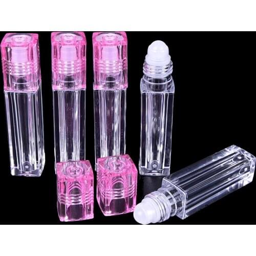 1Pcs Roll On Empty Fragrance Perfume Essential Oil Bottles 6.5ml Pink Glass Bottle With Metal Ball Roller Glass+steel Ball Cap