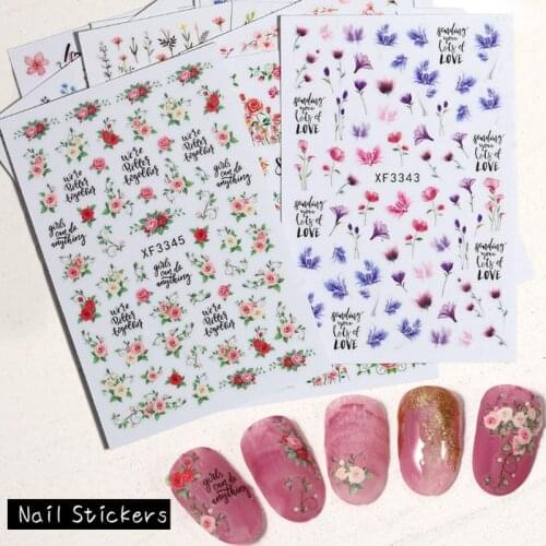 1Pcs The lavender pattern Nail Art Decal And Sticker Flower Leaf Tree Green Simple Summer DIY Slider For Manicure Decoration