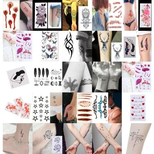 1PCS Fake Temporary Tattoo Stickers Flowers Rose Arm Shoulder Tattoo Waterproof Lady Women Big On Body Leg 25 Styles