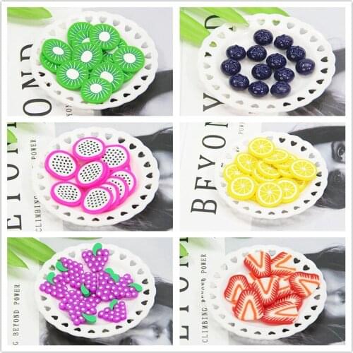 10Pcs Big Size 20-30mm Fruit Polymer Clay Slice Sprinkles for Crafts Making DIY Slime Embellishments Scrapbook Phone Deco