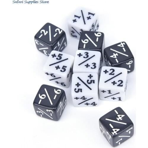 10pcs/Set Six-sided Counters +1/+1 Dice White Black Party Home Kids Toy Dice
