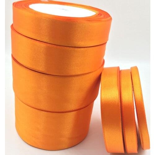 25 Yards Orange Silk Satin Ribbon Wedding Party Decoration Gift Wrapping Christmas New Year Apparel Sewing Fabric Ribbon 24