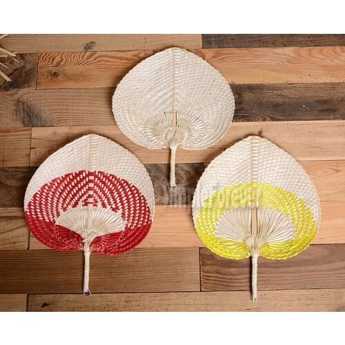 50pcs/lot Palm Leaves Fans Handmade Wicker Multicolor Palm Fan Traditional Chinese Craft Home Decoration