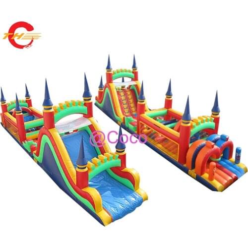 Free sea shipment,15x3x5m competitive bounce castle obstacle course,commercial inflatable bouncer slide for kids and adults