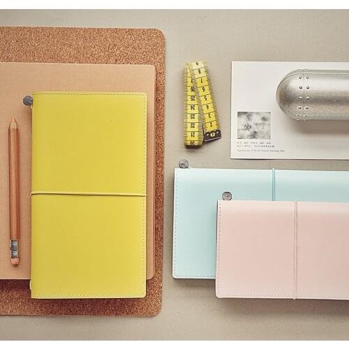 Travelers' notebook Icecream colour leather handmade notepad loose leaf diary cute standard size