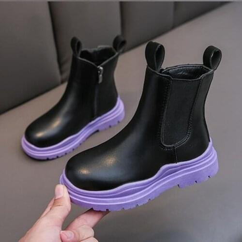 Girls Martin Boots Leather Sport Shoes For Girls Children Fashion Soft Bottom Princess High Boots Kids Sneakers