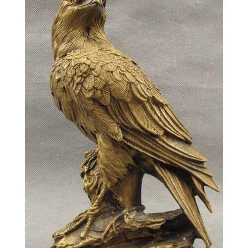9" Folk China Bronze Decorate Fly Bird King Eagle Hawk Lanneret Statue Sculpture 8.06