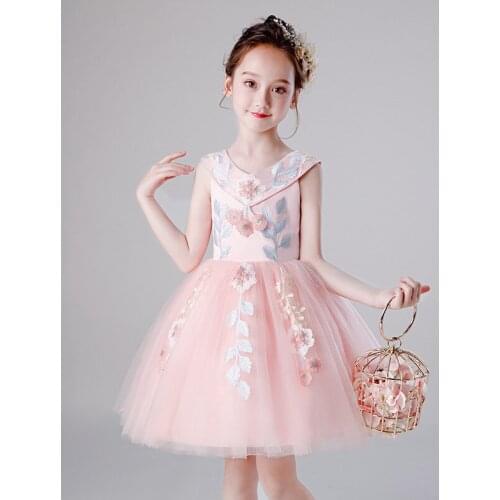 Kids Lace Sleeveless Girl Princess Dresses Flower Girls Formal Ball Gown Tutu Dress Children Wedding Evening Party Clothes 3-12Y