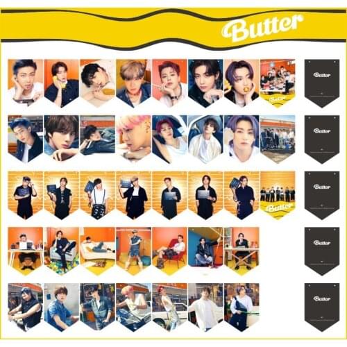 Hot Sale KPOP Bangtan Boys Flag New Album BUTTER 8th Anniversary Flags Photos Posters Hanging Paintings Stars Hd Photo