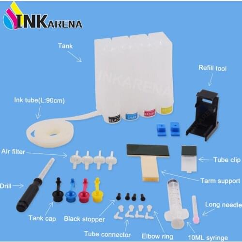 Inkarena 4 Color Ciss Ink System for HP 302 XL Ink Cartridge Deskjet 2135 3630 3632 Officejet 3830 4650 Envy 4520 4522 Printer