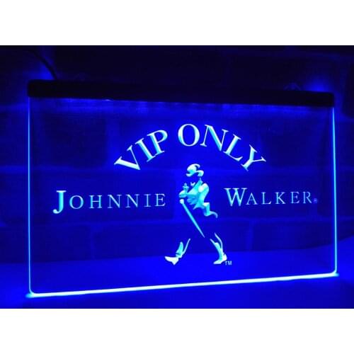 LA438- VIP Only Johnnie Walker Whiskey LED Neon Light Sign home decor crafts