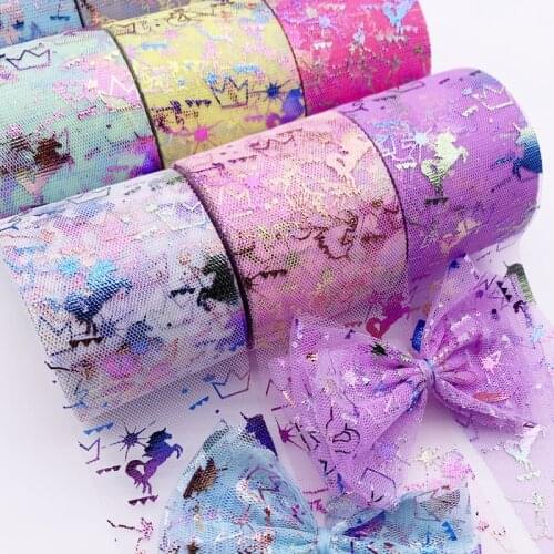 25Yards 6Cm Horse Printed Organza Ribbon for Hairbow Diy Craft Decoration Gift Box Bouquet Packing