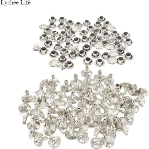 Lychee Life 100pcs DIY Silver Decorative Studs And Round Rivets For Clothes Leather Craft Clothing Shoes Bags Decoration