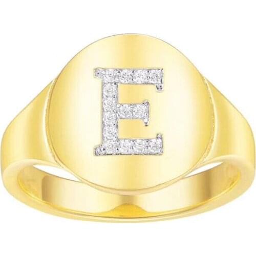 New design Fashion Letter Alfabet Initial ring Gold Color 925 sterling silver Women Monaco Jewelry A B C D E F I J G H ring