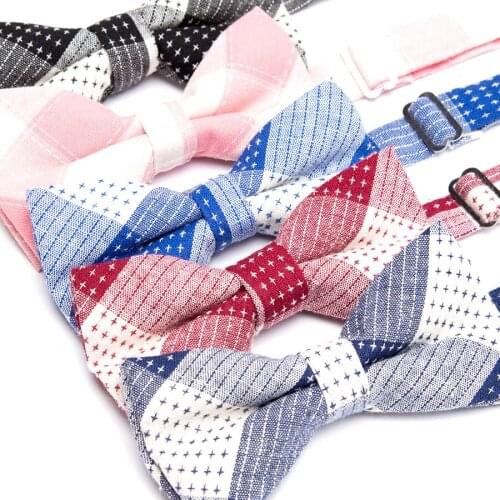 Mens Bowtie Paisley Cotton Necktie Business Wedding Bowknot Stripe Blue Black Bow Tie for Groom Party Shirt Gift Accessories