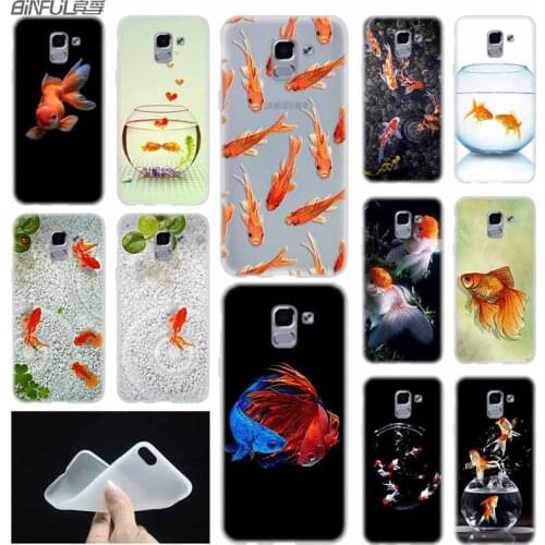 Phone case Soft Cover Coque For Samsung Galaxy J6 J8 J3 J5 J7 J4 Plus 2018 2016 2017 EU Prime Pro Ace j610 cute Lovely goldfish