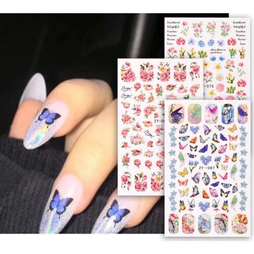 Nail Sticker Valentines Day Gift Butterfly With Adhesive Simulation Dried Flower Gift Sticker For Nails Art Decoration