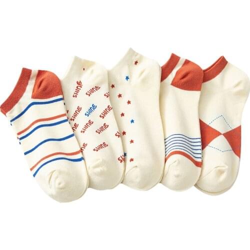 5 Pair Summer Short Breathable Asakuchi Women Socks Set Cute Japanese Style Designer Socks Ankle Cotton Comfortable Girl Sokken
