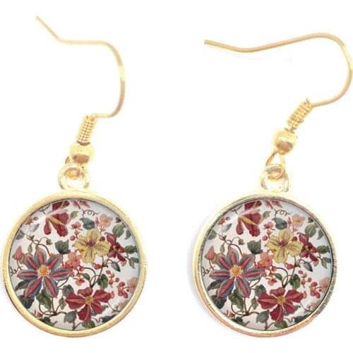 Charm Henna Yoga Amulet Ladies Drop Earrings Glass Cabochon Earrings Jewelry Mandala Symbol Bohemia Ladies Women Girls Gift