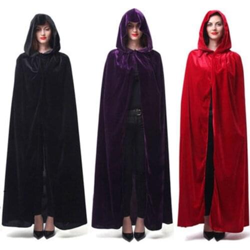 Halloween Cloak Hooded Cloak Black Velvet Cloak Thin Shawl Single Layer Long Cape for Vintage Adult Halloween Costume Cape 2021