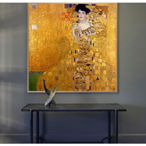 Portrait Of Adele Bloch Famous Art Paintings on the Wall Art Posters And Prints Gustav Klimt Kiss Golden Pictures Home Decor