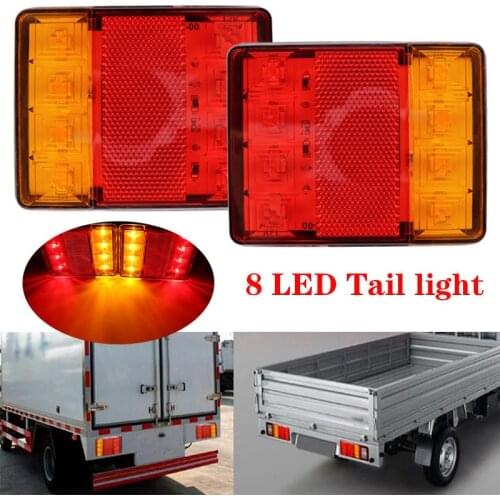 2x 12V 8Led Durable Car Truck LED rear tail light Lamp Brake Warning Light for Trailer Caravans UTE Campers ATV Bus