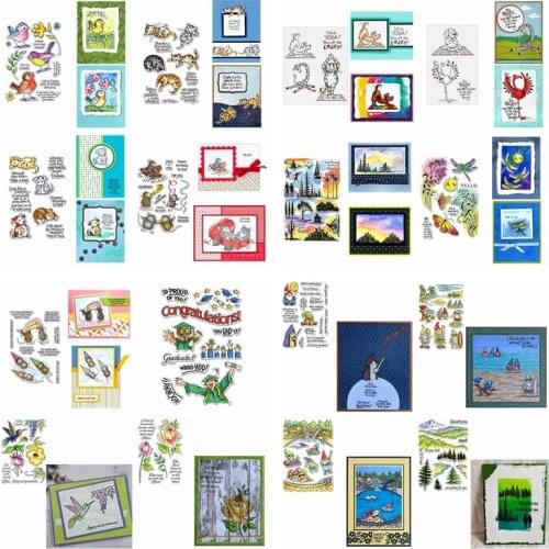 Clear Silicone Stamp Yoga Cat Sunset Christmas Elves Forest Rat Birds Bachelor Flowers Scrapbook DIY Card Make New Stamp 2020