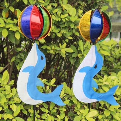 Rainbow Cute Cartoon Animal Dolphin Winnower Kids Toy Wind Spinner Colorful Windmil 1pc