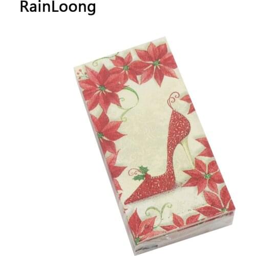 [RainLoong] High Heeled Shoes Printed Pocket Napkin Tissue Handkerchiefs For Personal Care 21*21cm 5packs (10pcs/pack)