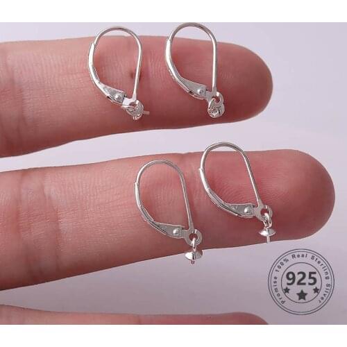 High Quality 925 Sterling Silver French Lever Earring Hooks Wire Settings Base Hoops Earrings For DIY Jewelry Making Supplies