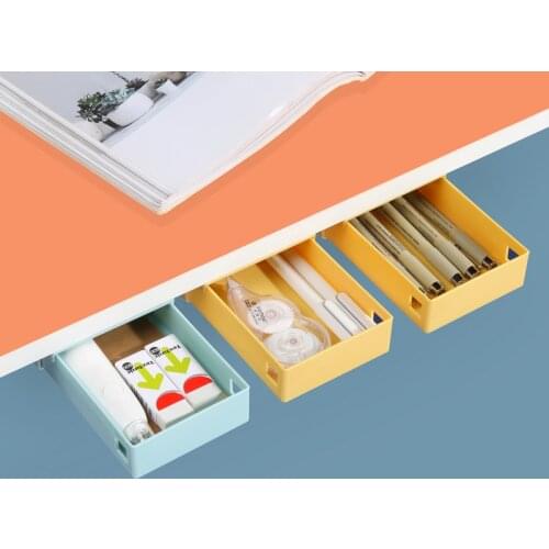 Hidden Storage Drawers Self-Adhesive Under Desk Drawer Box Makeup Organizer Self Stick Stationery Case Pencil Tray Pen Holder