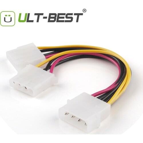 ULT-Best 6PCS Molex 4 Pin Cable Male to Molex 4pin Female x2 Power Supply Y Splitter Extension Cables 15CM