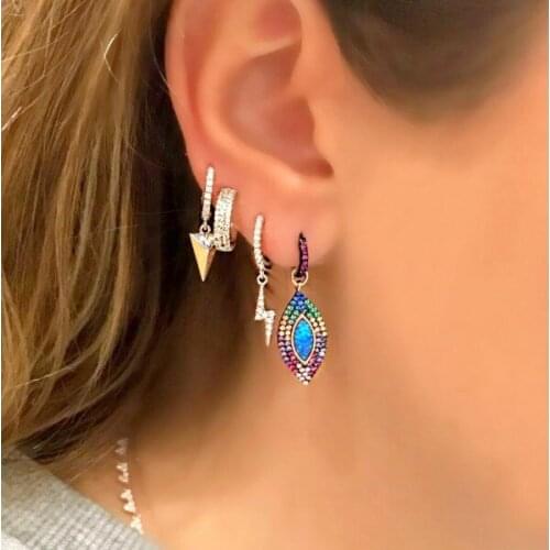 Unique Design ! 2021 New Bohemia Style Mini Evil Dark Blue Eye Earrings For Women Charm CZ Earrings Girls Femme Boucle D'oreille