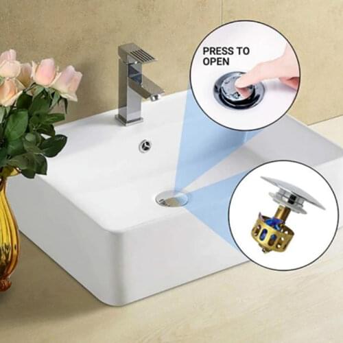 Universal Wash Basin Pop-Up Drain Filter Sink Drainer Vanity Stopper Bathroom Plug Trap Hair Catcher Basin Faucet Accessories