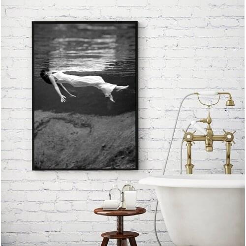 Vintage Photograph Prints Fashion Model Black White Poster Beauty Salon Decor Female Swimmer Bathroom Wall Art Canvas Painting